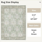 Soalmost 5x7 Area Rug Low Pile Washable Trendy Faded Style Rug, Foldable Stain - Image 5
