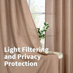 YoungsTex Mocha Brown Linen Semi Sheer Curtains 84 Inch Length - Image 3