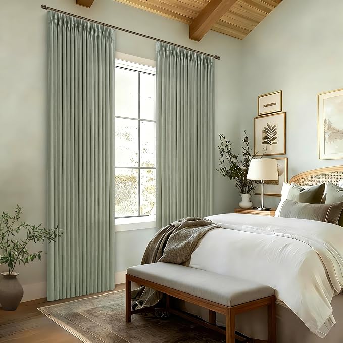 Sage Green Pinch Pleat Light Filtering Linen Curtains 50Wx84L | Pleated Flax - Image 8