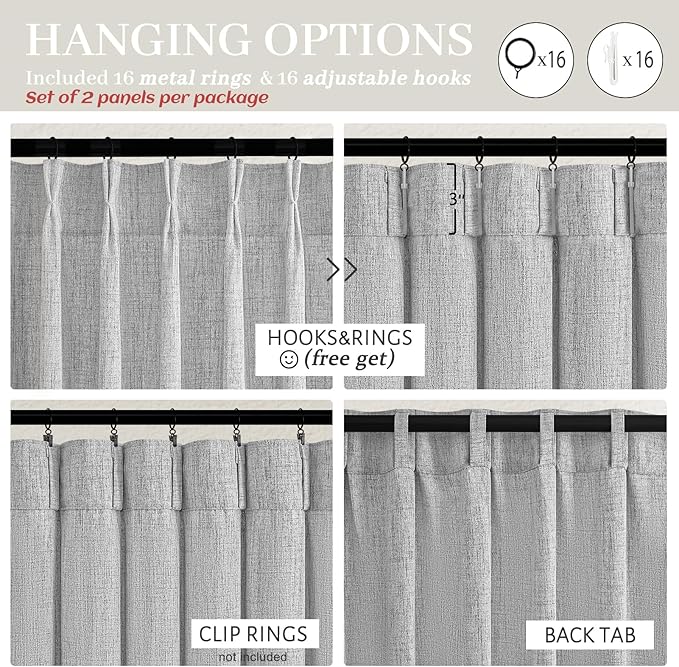 Linen Textured Sheer Light Grey Curtains 102 Inches Long - Image 6