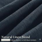 Navy Blue 80 Inch Pinch Pleated Linen Curtains 2 Panels Set | Light Filtering - Image 3