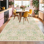 Washable Beige Green 5x8 Area Rug - Image 7