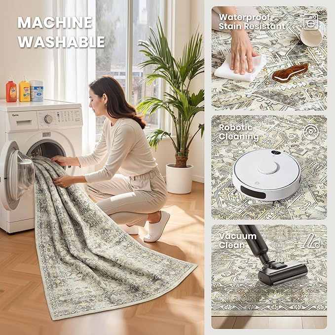8x10 Area Rugs for Living Room, Large Washable Rug, Dining Room, Low Pile - Image 5