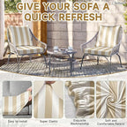 CALBODE 14 Pcs Outdoor Seat Cushion Covers, Striped Stretch Chair Seat Cover - Image 4