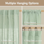 Semi Sheer Window Linen Curtains 63 Inch Length - Image 3