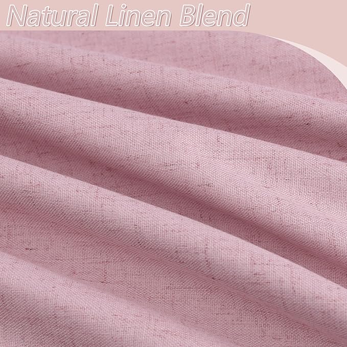 Rose 100% Blackout Linen Curtains 96 Inch Length 2 Panels Set - Image 3