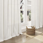 Cream Linen Back Tab Pocket Curtains 60 Inch Length - Image 6