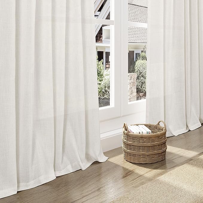 Cream Linen Curtains 101 Inches Long - Image 6
