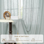 Light Filtering Linen Curtains 24 Inch Length 2 Panels 34 x 24 Inch | Semi Sheer - Image 8