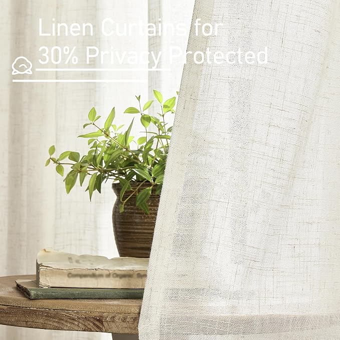 108 inch Semi Sheer Linen Curtains - Image 5