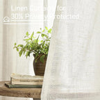 Natural Ivory Semi Sheer Linen Curtains 84 inch Long - Image 5