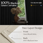 Oatmeal Extra Wide 100% Black Out 102 Inch Curtains - Image 2