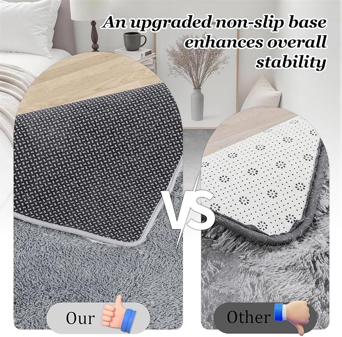 8x10 Area Rug Living Room Bedroom: Fluffy Plush Shag Carpet Gray | - Image 6
