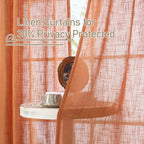 Burnt Orange Linen Boho Curtains 80 inch Length 2 Panels - Image 5