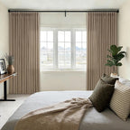 Pinch Pleat Latte Taupe Semi Sheer Linen Curtains 105 Inches Long 2 Panels | - Image 8