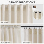 Living Room Curtains 63 Inch Length Linen Birch Beige Luxury Light Filtering - Image 2