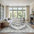 6x9 Area Rugs for Living Room, Large Washable Rug, Dining Room, Low Pile by Zesthome