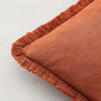 MIULEE Linen Fringe Decorative Fall Throw Pillow Covers Burnt Orange 18x18 | - Image 6