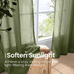 BGment Olive Green Linen Curtains 40 Inches Long - Image 5