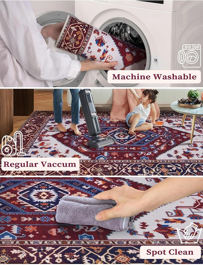 SERISSA 2x5 Washable Non Slip Boho Runner Rug - Image 2