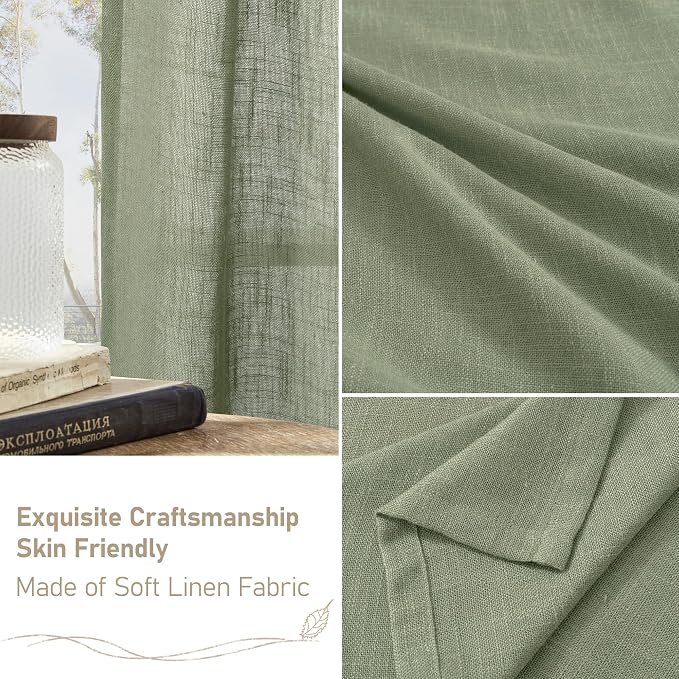 Sheer Linen Curtains for Living Room Bedroom 102 Inch Length | Light Filtering - Image 6