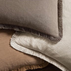 MIULEE Boho Linen Fringe Decorative Fall Throw Pillow Covers Coffee 20x20 | Set - Image 4