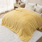 Bedsure GentleSoft Fluffy Yellow Blankets Queen Size - Image 8