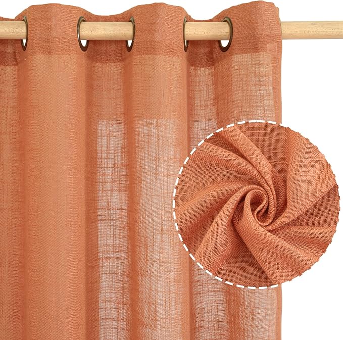 Burnt Orange 78 inch Linen Curtains - Image 2