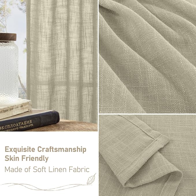 Semi Sheer Linen Curtains 63 Inch - Image 6