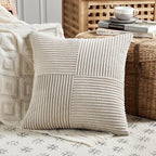 Fancy Homi 2 Packs Neutral Taupe Decorative Throw Pillow Covers 22x22 Inch - Image 2