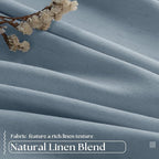 Dusty Blue Pinch Pleated 100% Blackout Linen Curtains 84 Inch Long 2 Panels | - Image 3