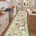 DUKINO 2.6x14 Washable Runner Rug, Floral Non Slip Long Runner Rug, Low Pile - Image 6