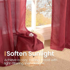BGment Burgundy Linen Curtains 72 Inches Long - Image 5