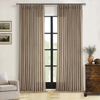 Semi Sheer Pleat Linen Light Brown Latte Farmhouse Curtains 96 Inches Long | by Twodrapes