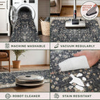 Black Boho Washable 2x10 Hallway Runner Rug - Image 4