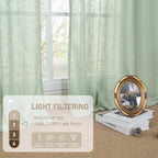 Fresh Green Linen Boho Curtains 68 inch Length 2 Panels - Image 4