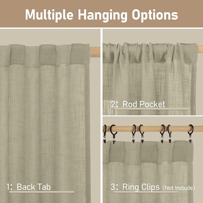 Semi Sheer Linen Curtains 63 Inch - Image 3