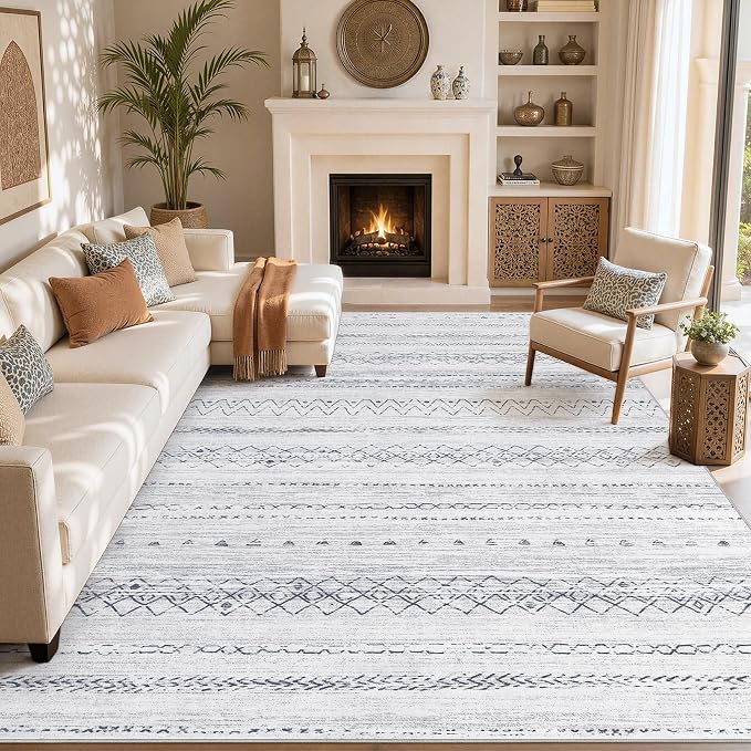 cotiled Boho 10x14 Area Rug for Living Room: Large Moroccan Washable Rug | - Image 7