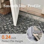 8x10 Black Beige Vintage Floral Washable Area Rug - Image 8