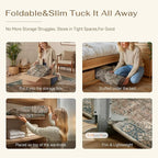 2x6 Blue Brown Retro Floral Washable Runner Rug - Image 6