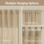 Brown Sheer Linen Curtains 45 Inches Long 2 Panels, 52 x 45 Inch | Light - Image 3