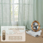 48 Inch Short Window Linen Curtains, Semi Sheer Panels 2 Panels | Light - Image 4