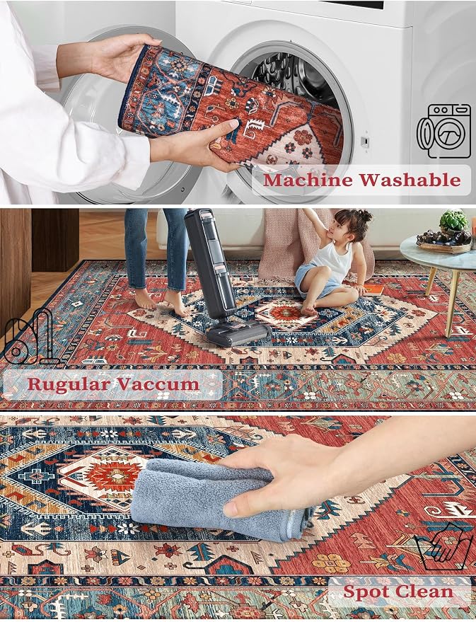 SERISSA 3x10 Washable Non Slip Boho Runner Rug - Image 4