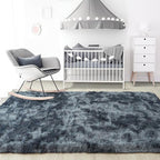 4x6 Tie-Dyed Blue and Grey Fluffy Soft Area Rug Non-Slip - Image 7
