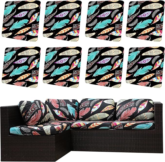 8Pcs Outdoor Cushion Covers, Elastic Patio Cushion Covers | Washable, by dreahoteztil