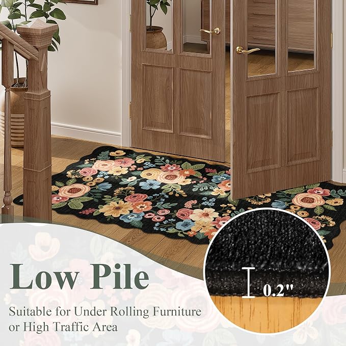 DUKINO 3x5 Area Rugs, Non Slip Floral Washable Rug - Image 9