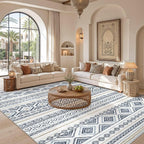 cotiled 10x13 Area Rugs Washable Boho Living Room Rug Blue | Solve Modern - Image 4