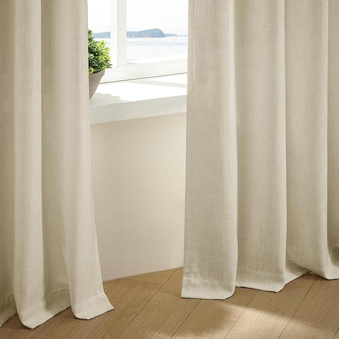 60 Inch Width 120 Inches Long Linen Pinch Pleat Curtains 1 Panel | Light - Image 4