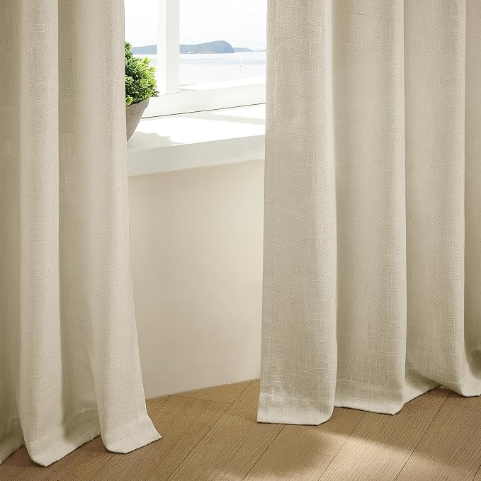 60 Inch Width 108 Inches Long Linen Pinch Pleat Curtains 1 Panel | Light - Image 9