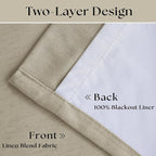 Extra Wide Burlywood Birch Pleated Blackout Linen 60 x 84 Inch Curtains | 100% - Image 3
